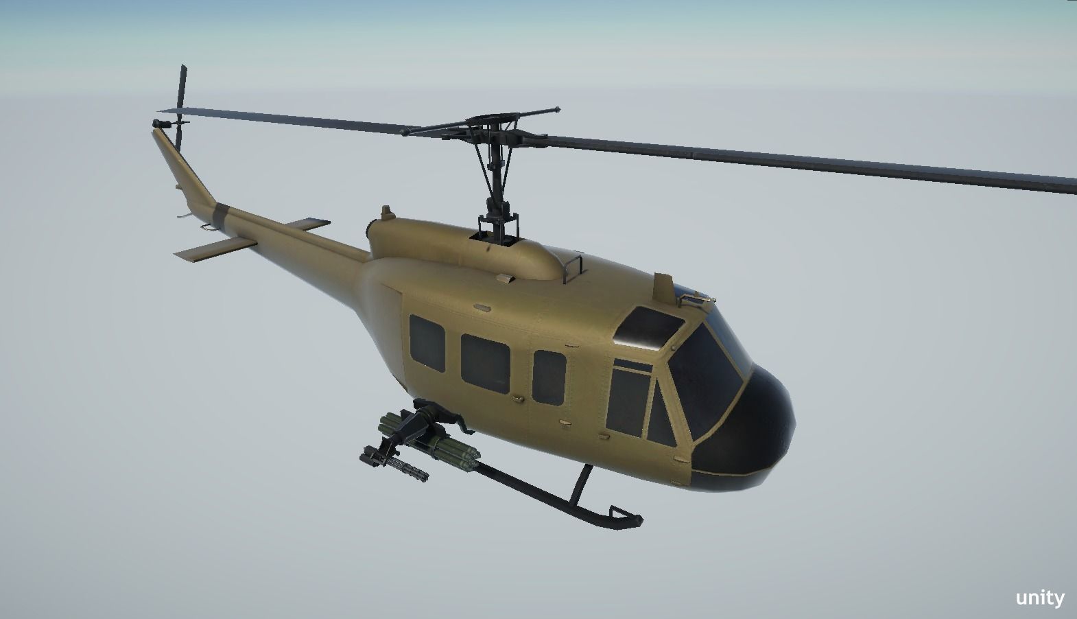 Helicopter Bell CH-118 Iroquois  lowpoly gameready Low-poly 3D model_3