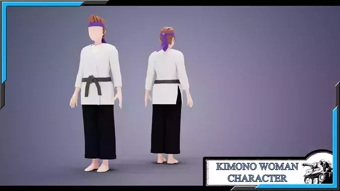 KIMONO WOMAN BASE MESH MODEL  Low-poly 3D model