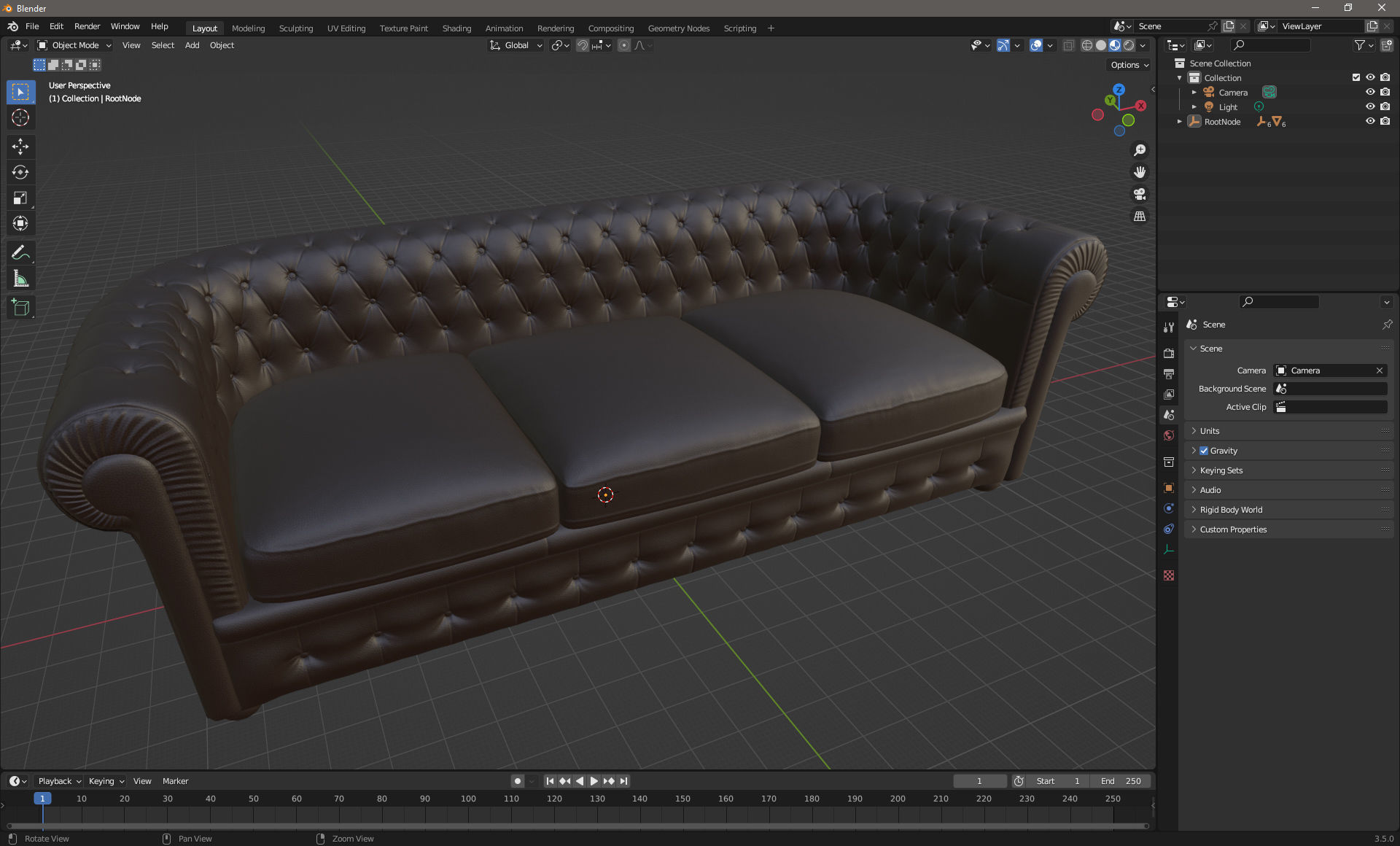 Sofa Giorgio Casa S223 Low-poly 3D model_11