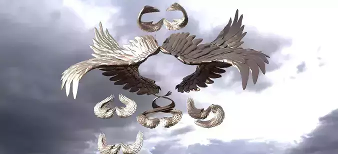 Four Elements Angel Wind Wings Low poly Low-poly 3D model