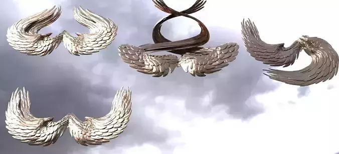 Four Elements Angel Wind Wings Low poly 2 