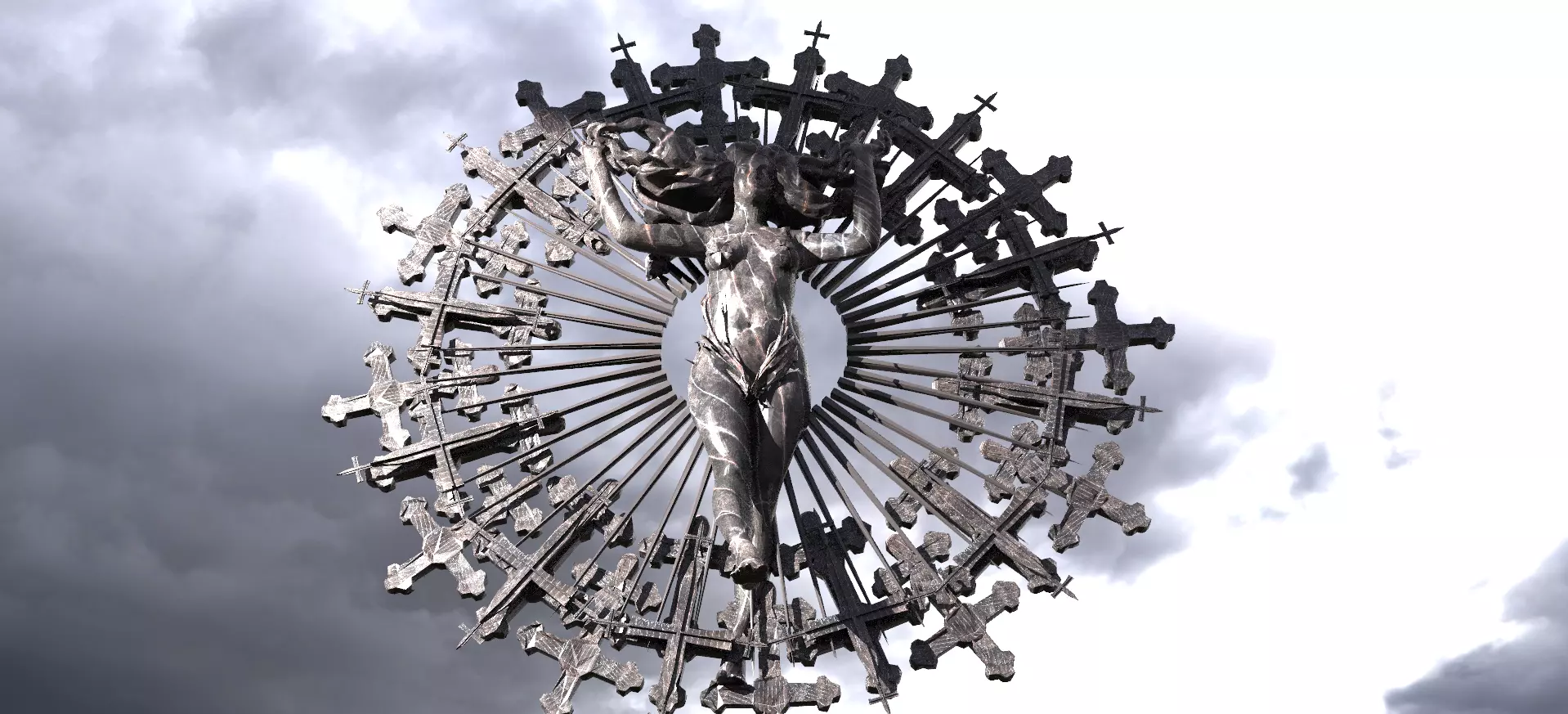 Dark Witch Sculpture Grand Low poly Low-poly 3D model_0