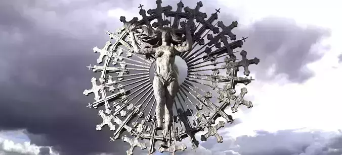 Stone Arch Witch Sculpture Grand Low poly