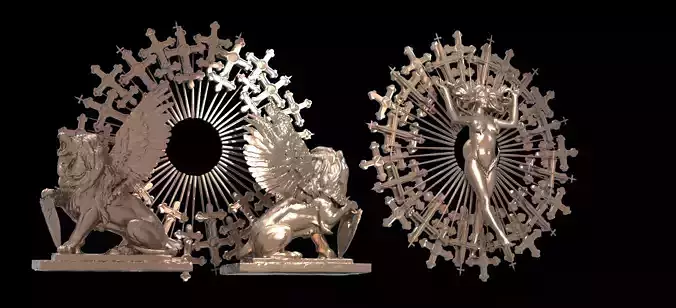 Lion pattern wall design Sculpture 2 models  3D model