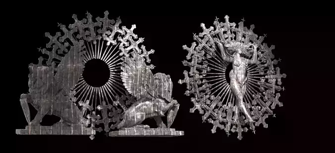 Dark Lion pattern wall design Sculpture 2 models 3D model