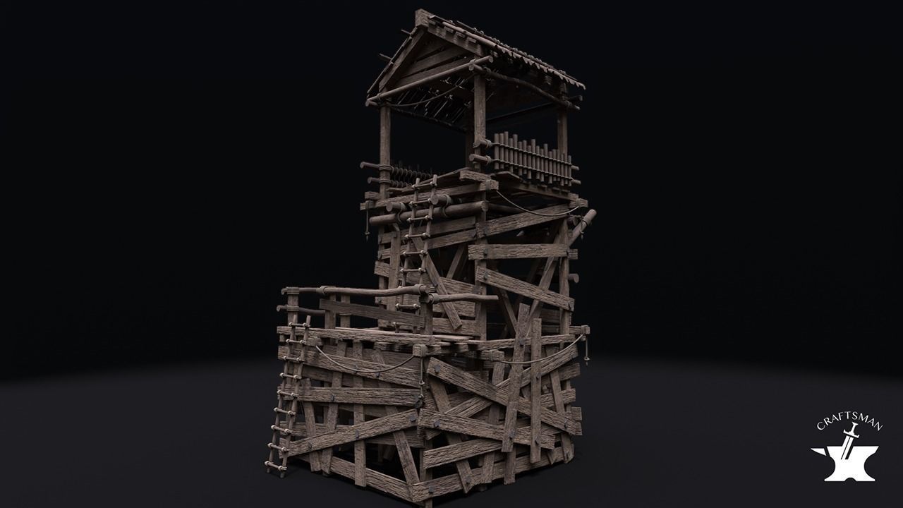 Realistic Medieval Watchtower Low-poly 3D model_2