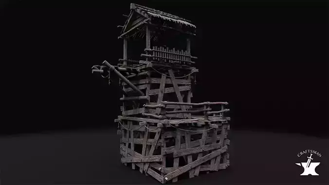 Realistic Medieval Watchtower Low-poly 3D model