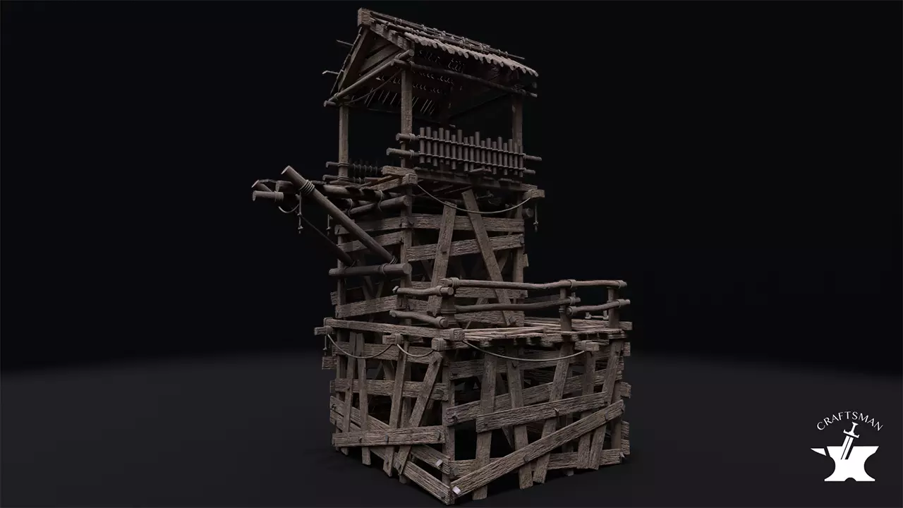 Realistic Medieval Watchtower Low-poly 3D model_0