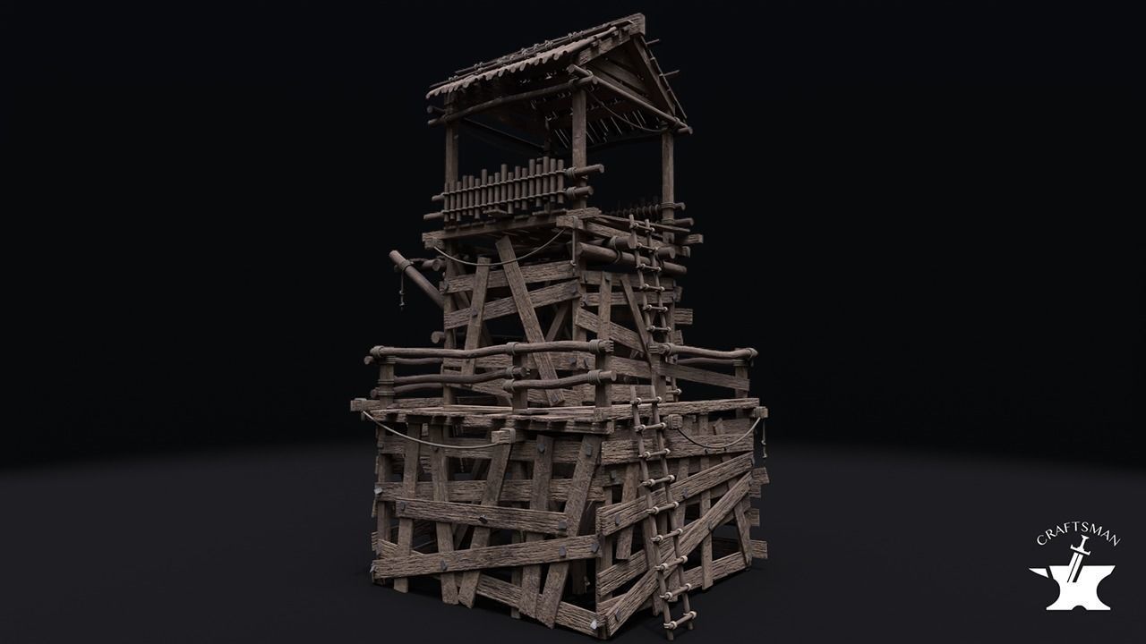 Realistic Medieval Watchtower Low-poly 3D model_3