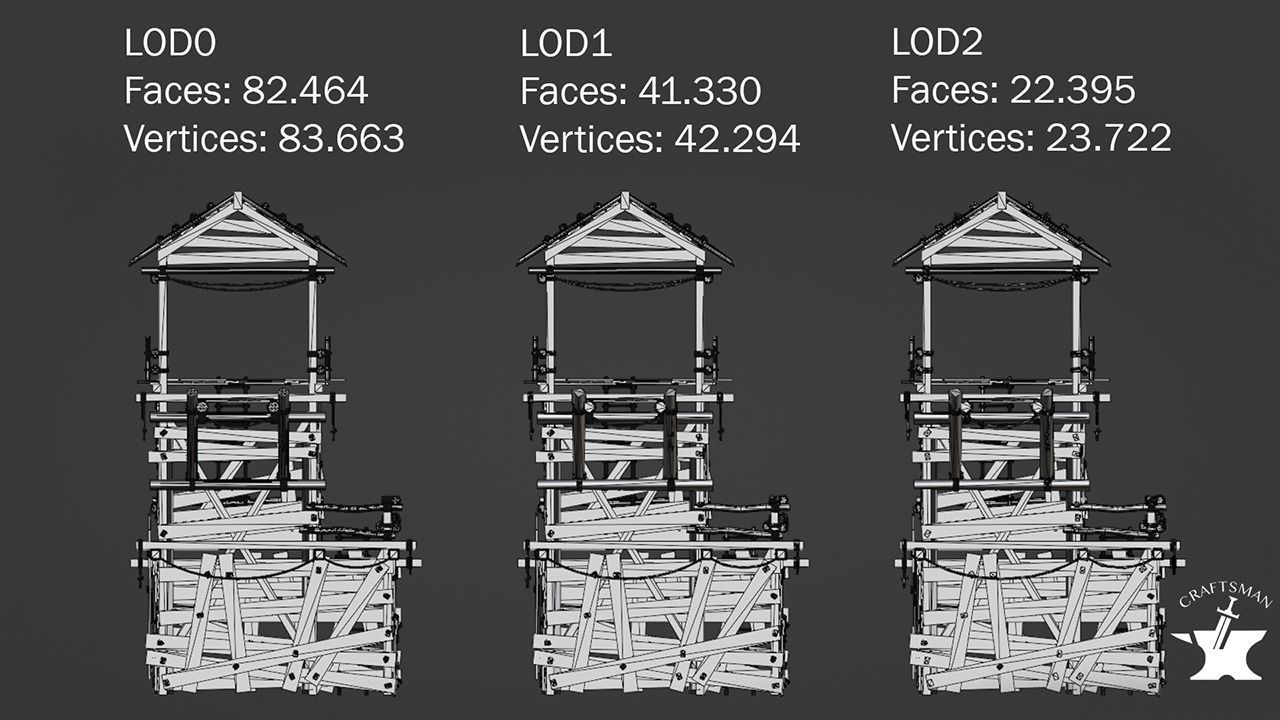 Realistic Medieval Watchtower Low-poly 3D model_12