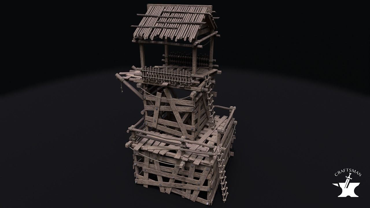 Realistic Medieval Watchtower Low-poly 3D model_7