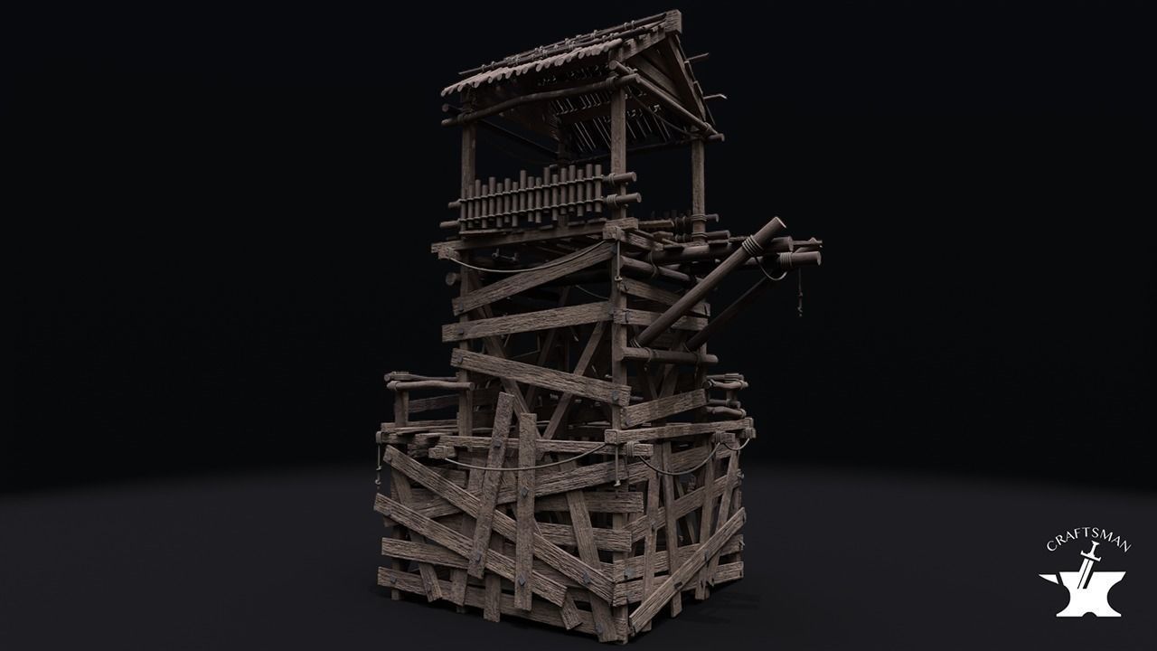 Realistic Medieval Watchtower Low-poly 3D model_1