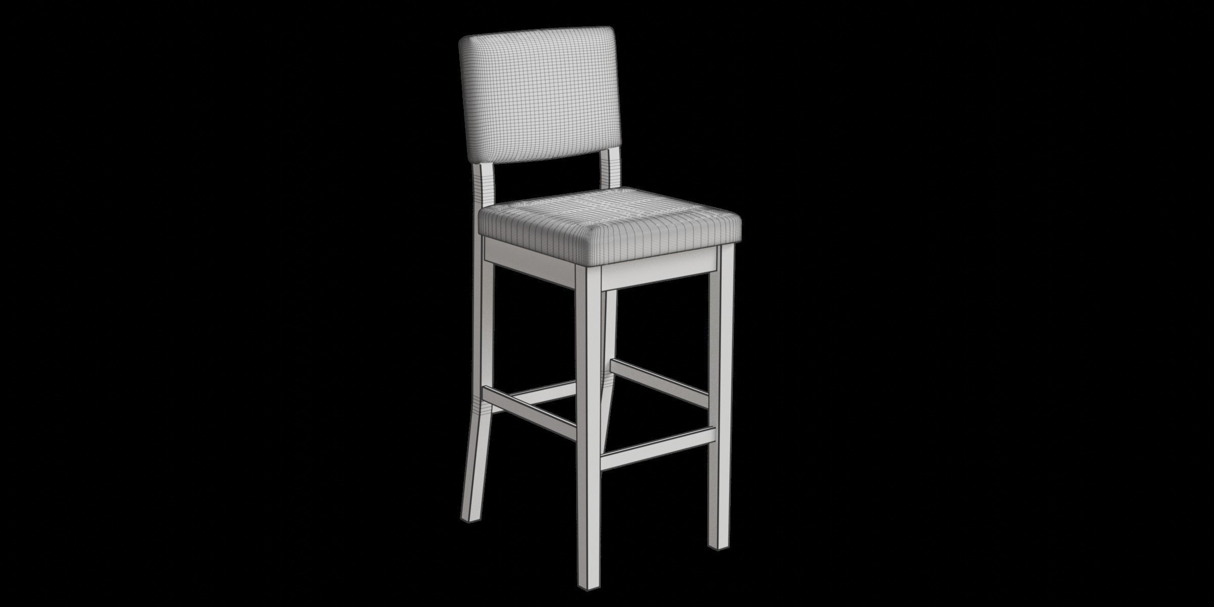 Butler Solid Wood Bar Counter Stool 3D model_3