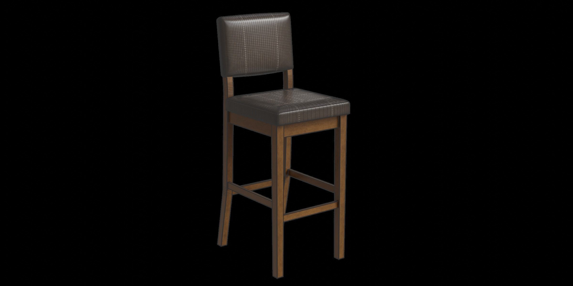 Butler Solid Wood Bar Counter Stool 3D model_4