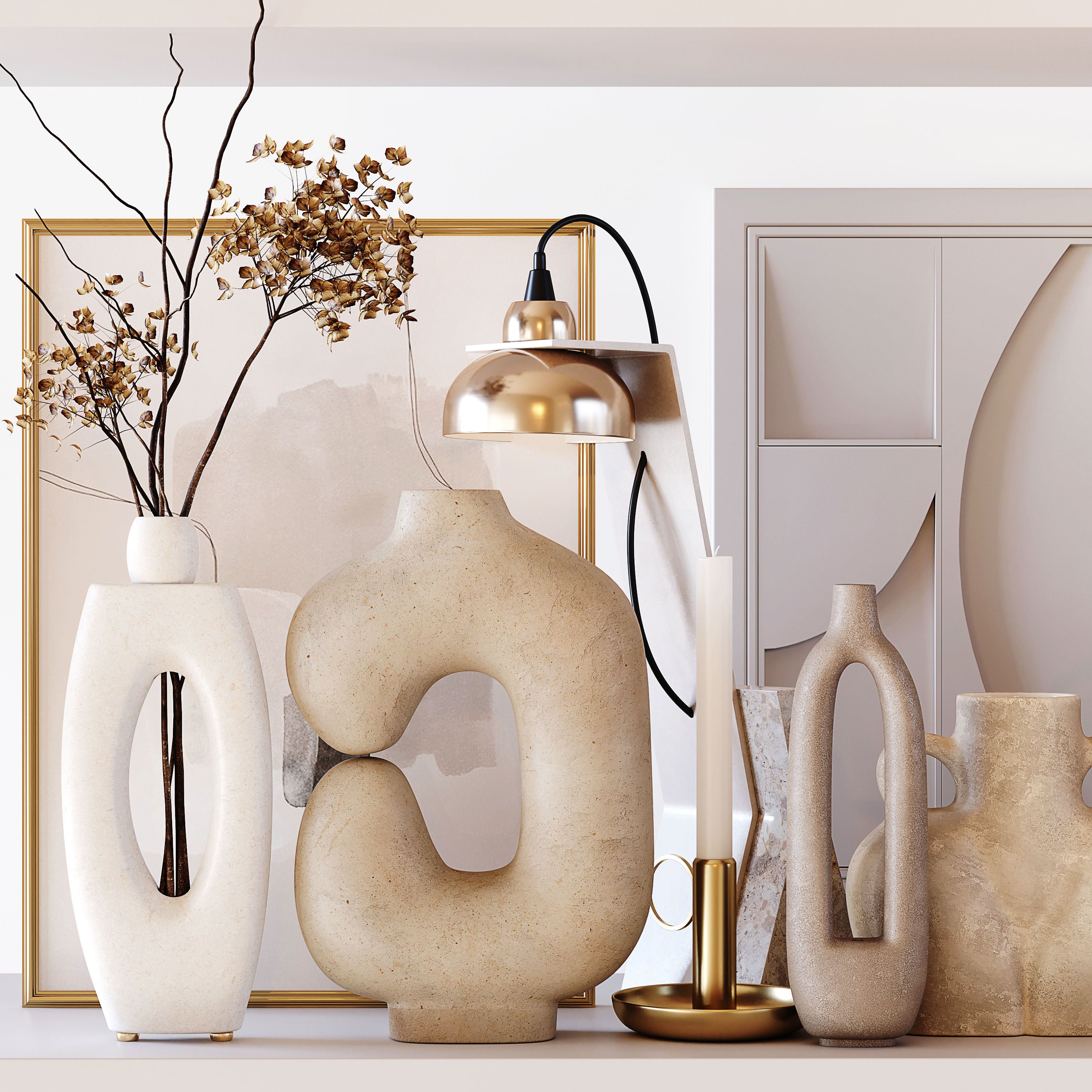 Collection Vase Decorative Low-poly 3D model_2