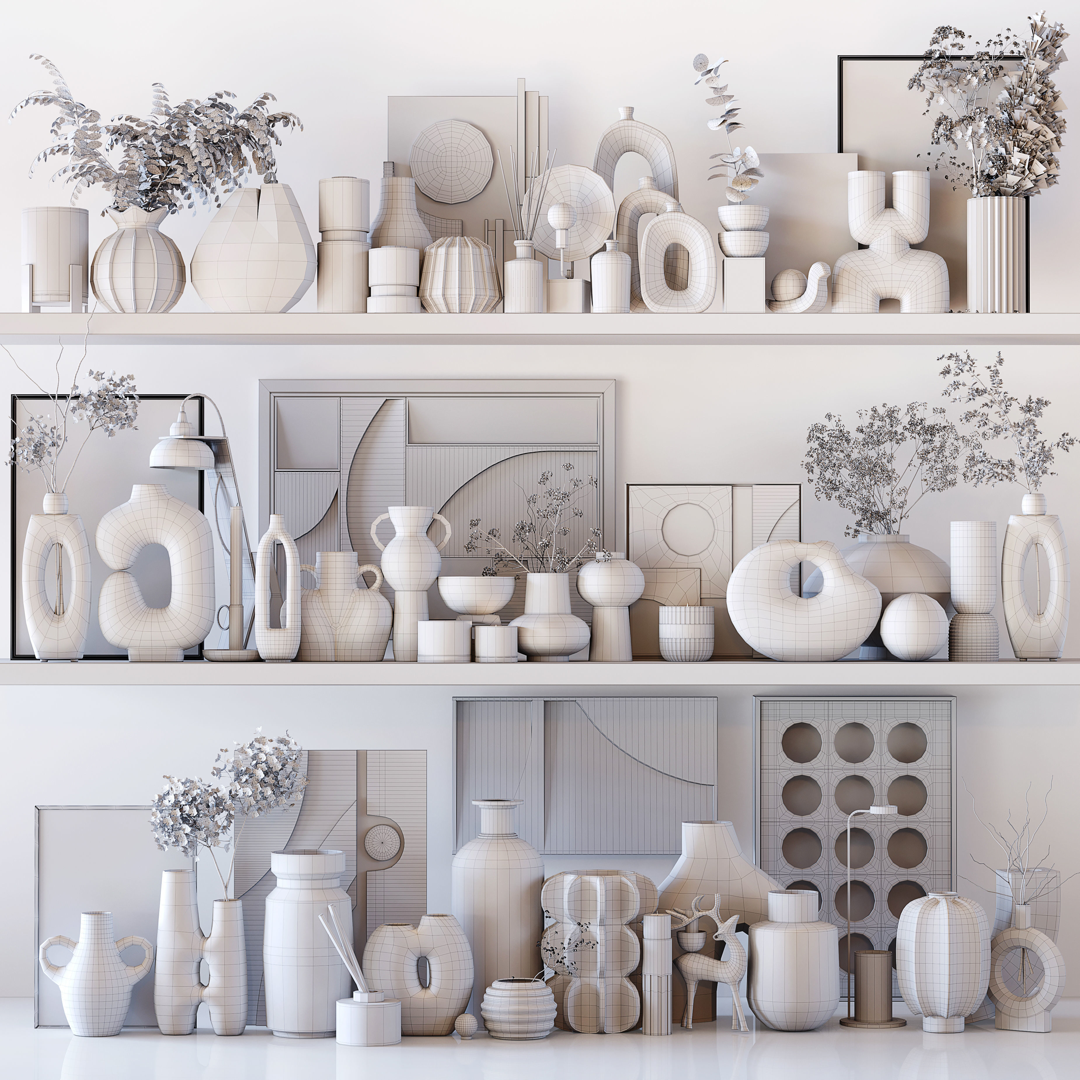 Collection Vase Decorative Low-poly 3D model_6