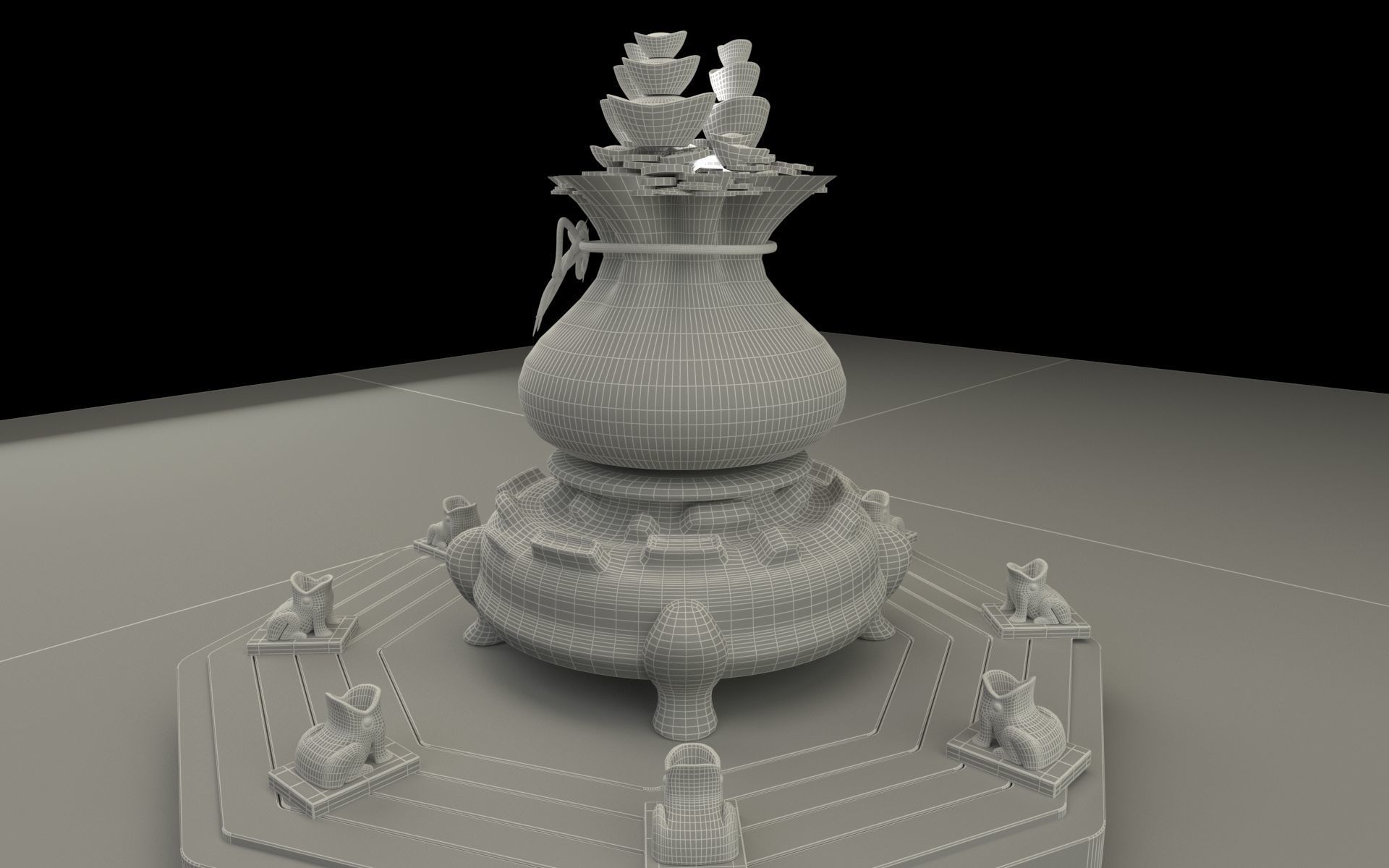 Chinese money bag 3D model_5