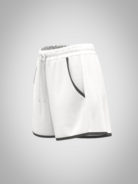 White sporty shorts 3D model_2