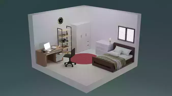 3D Isometric Bedroom