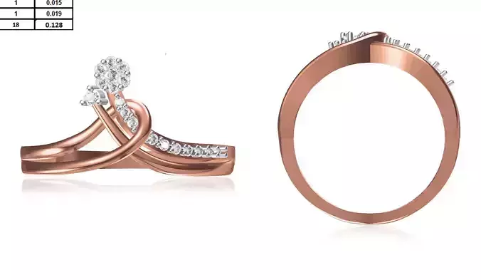 Women Wedding Engagement Ring STL OBJ FBX JCD Details