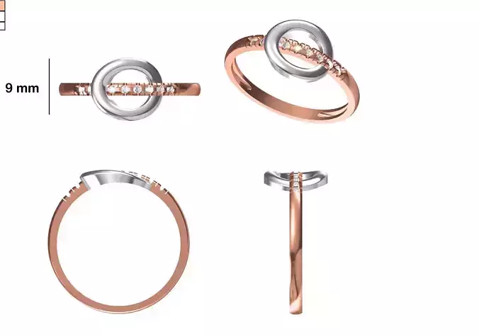 Women Wedding Engagement Ring STL OBJ FBX JCD Details