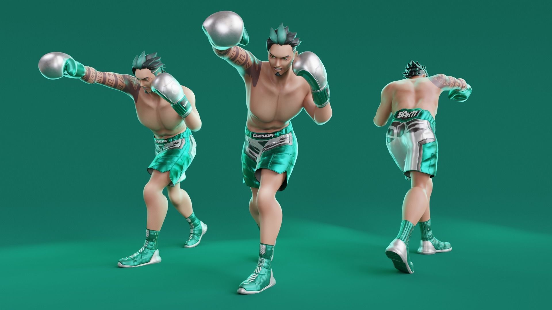 Low Poly Boxer - MMA Fighter - Sakti Low-poly 3D model_6