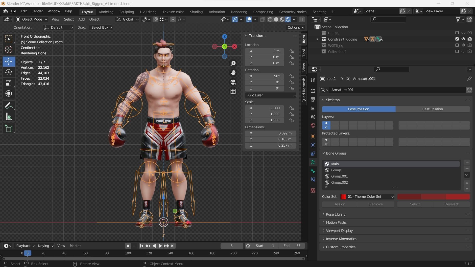 Low Poly Boxer - MMA Fighter - Sakti Low-poly 3D model_24