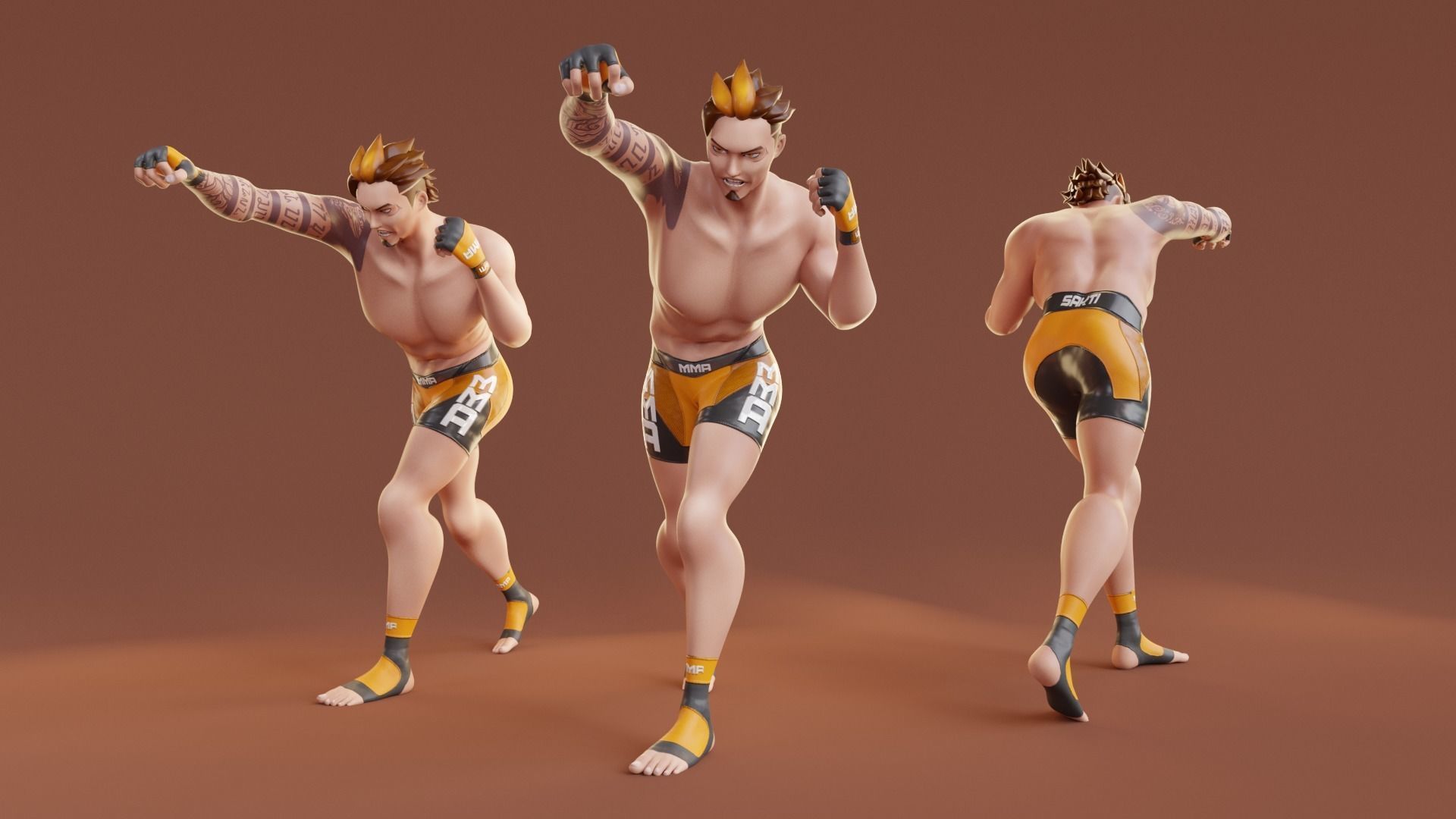 Low Poly Boxer - MMA Fighter - Sakti Low-poly 3D model_14