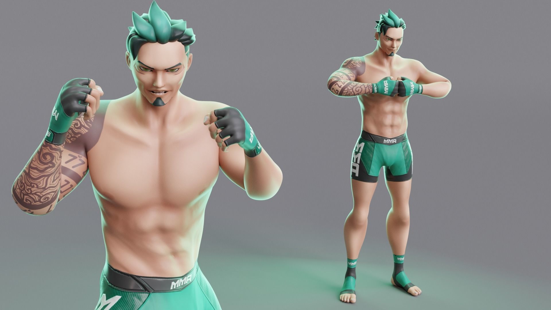 Low Poly Boxer - MMA Fighter - Sakti Low-poly 3D model_17