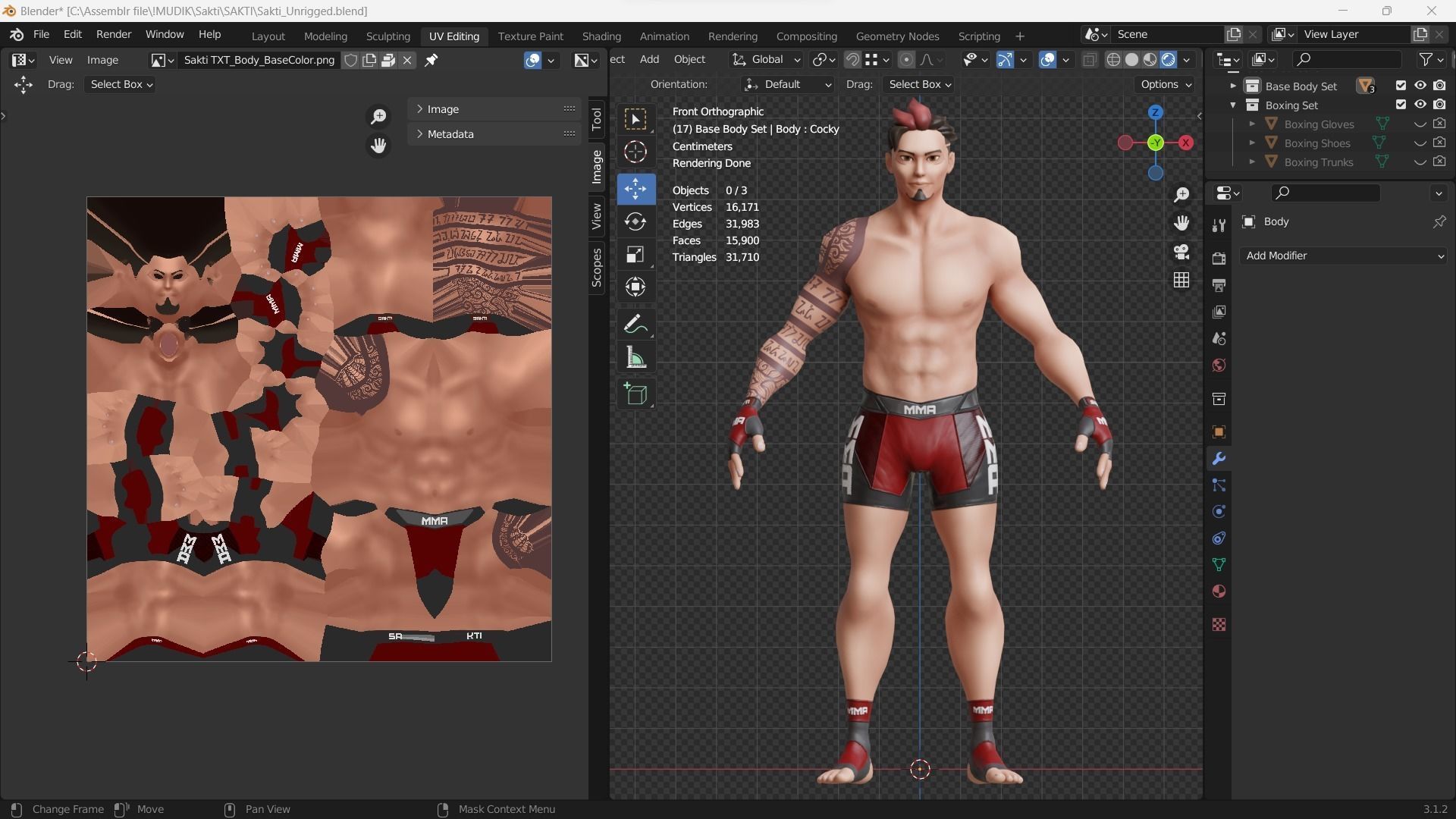 Low Poly Boxer - MMA Fighter - Sakti Low-poly 3D model_22