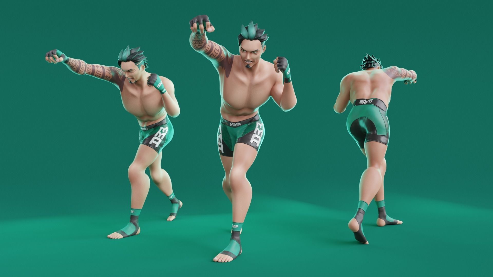 Low Poly Boxer - MMA Fighter - Sakti Low-poly 3D model_13