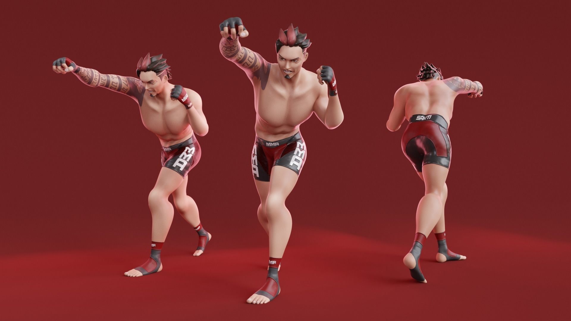 Low Poly Boxer - MMA Fighter - Sakti Low-poly 3D model_12