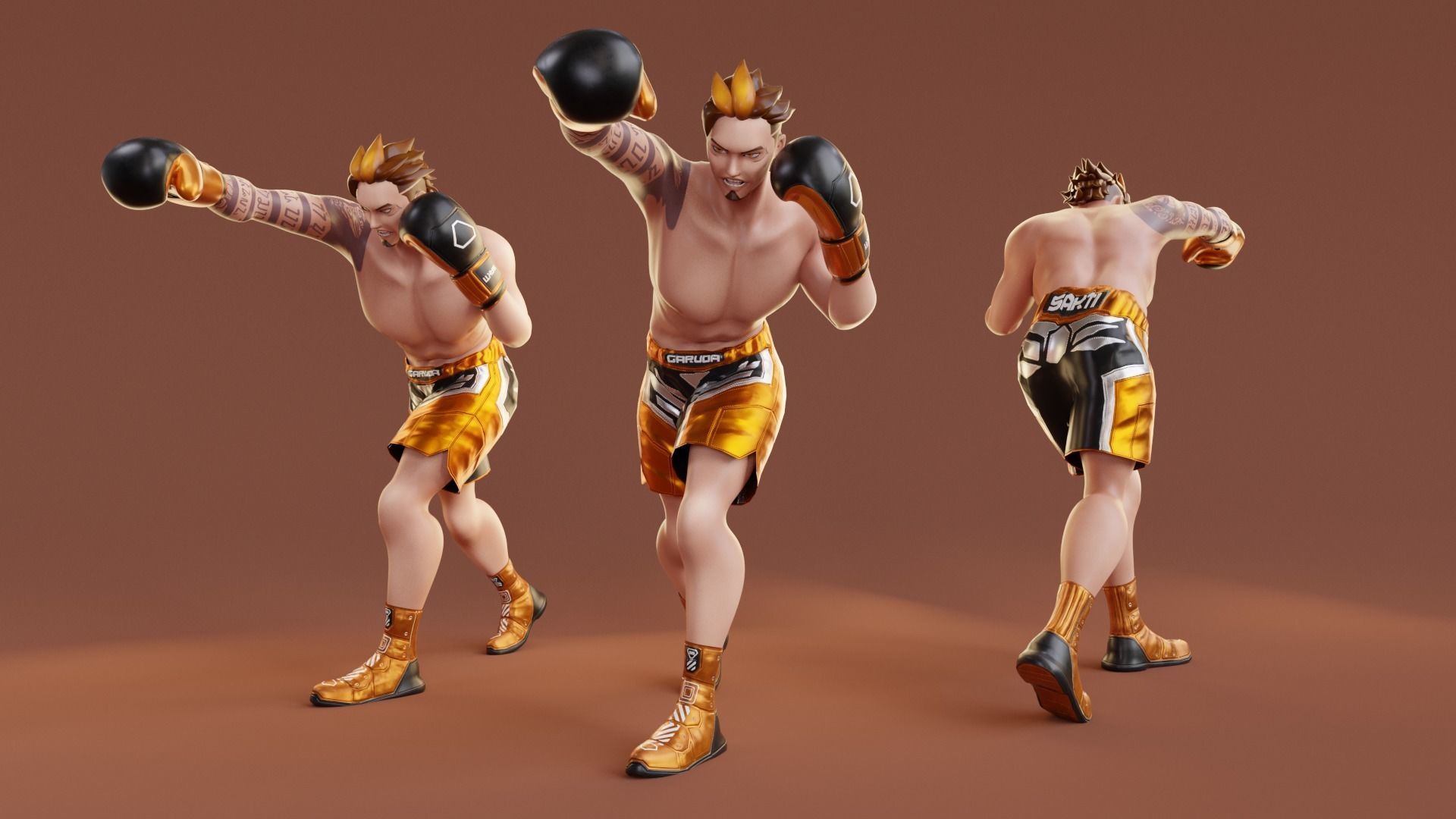 Low Poly Boxer - MMA Fighter - Sakti Low-poly 3D model_7