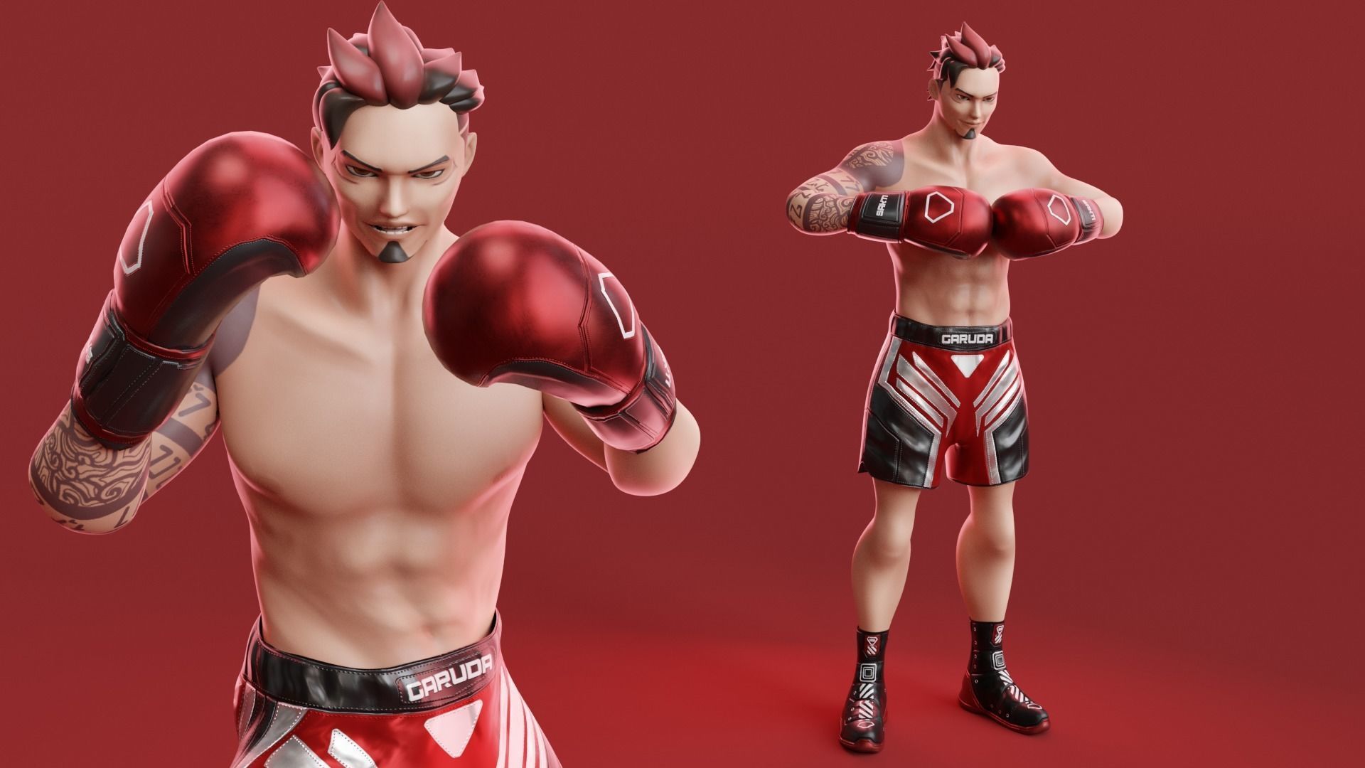 Low Poly Boxer - MMA Fighter - Sakti Low-poly 3D model_8