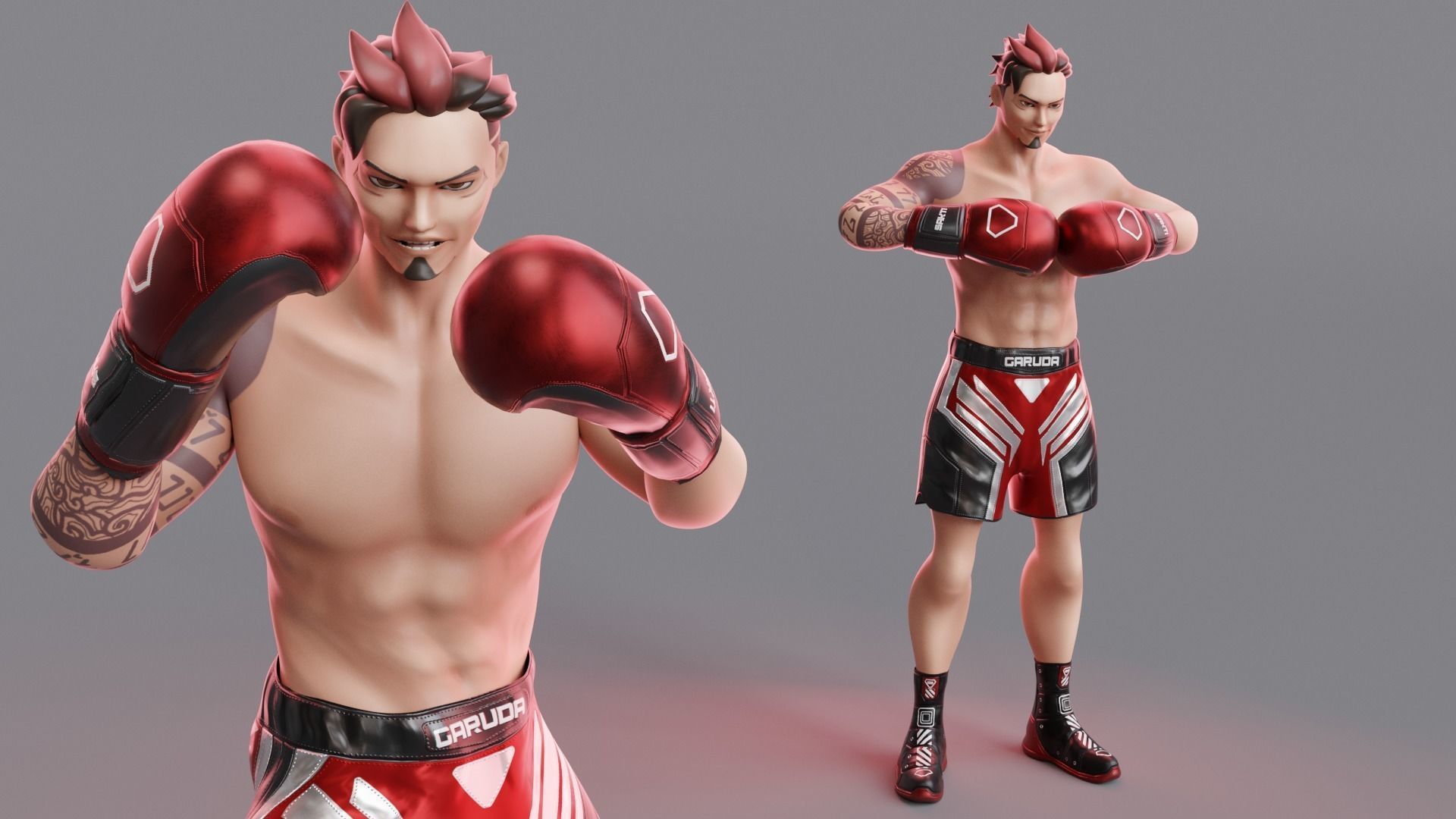 Low Poly Boxer - MMA Fighter - Sakti Low-poly 3D model_9