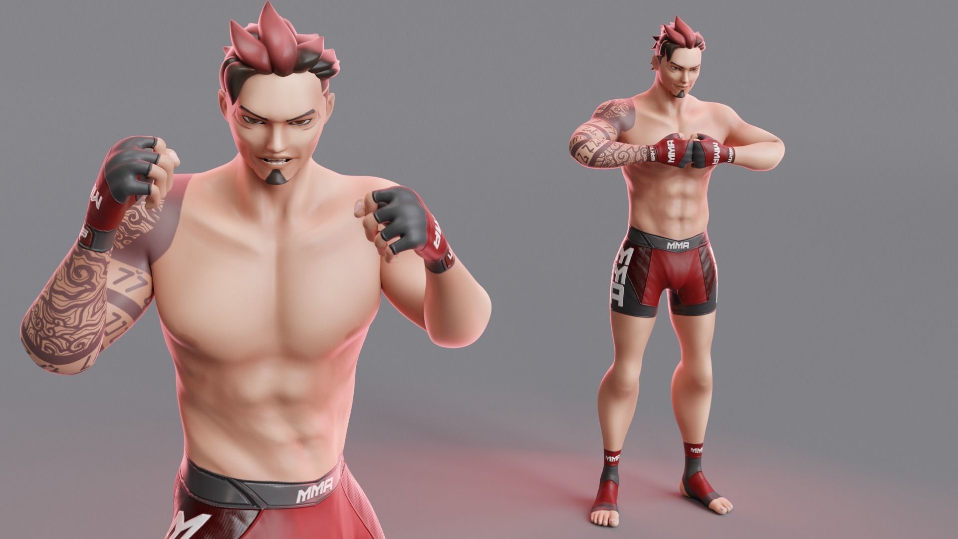 Low Poly Boxer - MMA Fighter - Sakti Low-poly 3D model_16