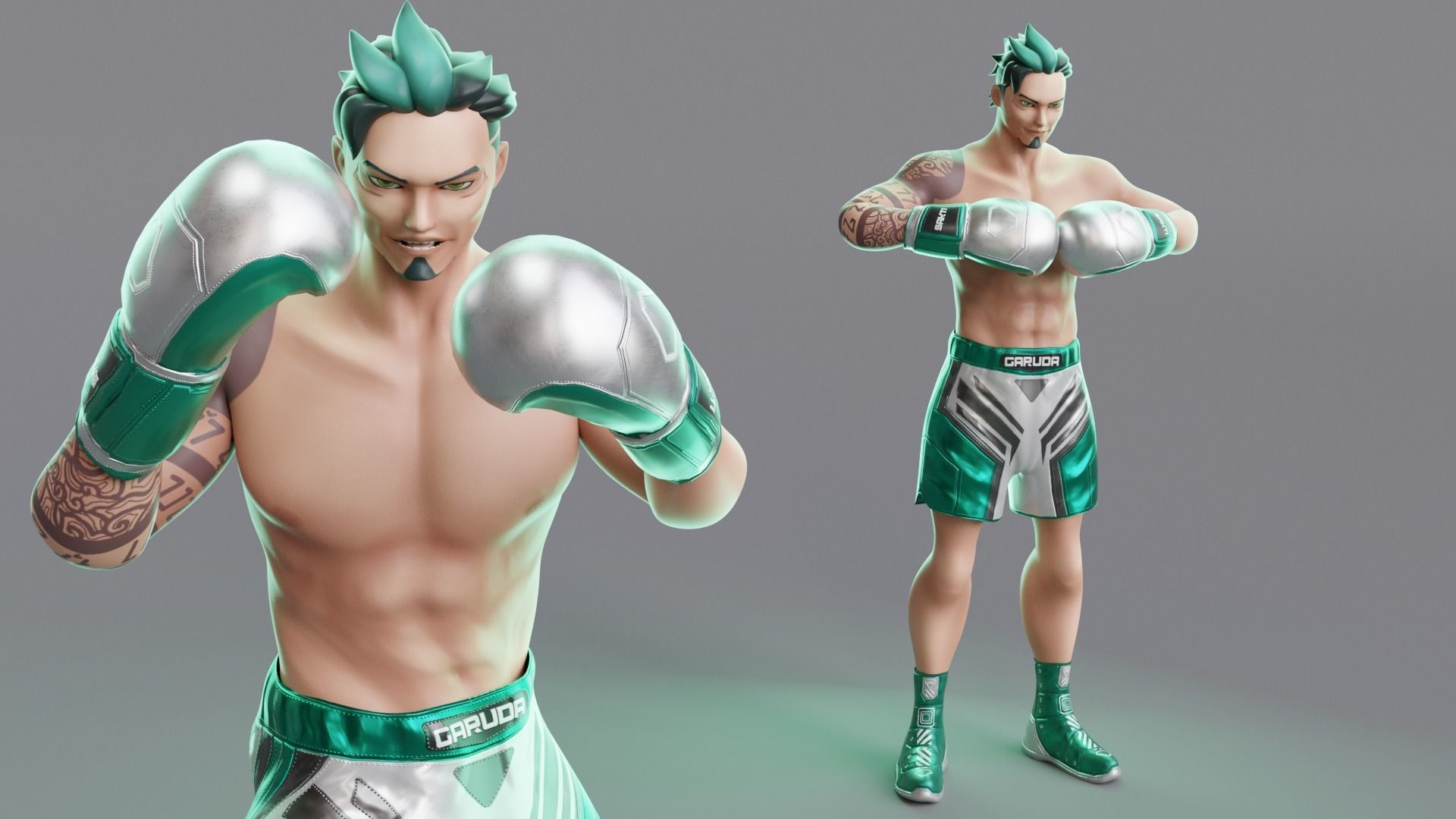 Low Poly Boxer - MMA Fighter - Sakti Low-poly 3D model_10
