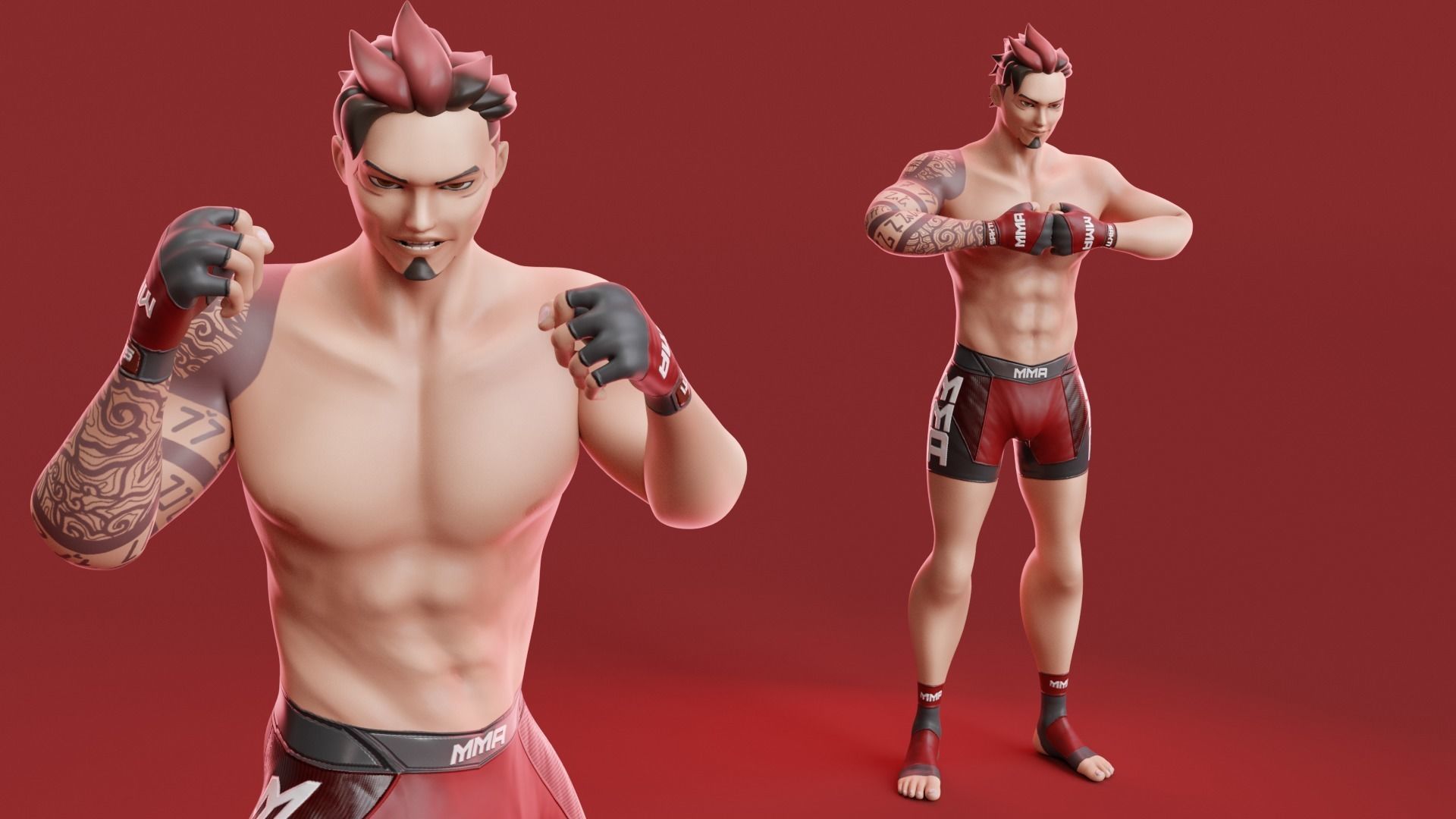 Low Poly Boxer - MMA Fighter - Sakti Low-poly 3D model_15