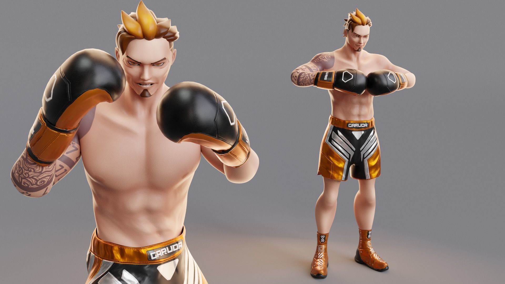 Low Poly Boxer - MMA Fighter - Sakti Low-poly 3D model_11
