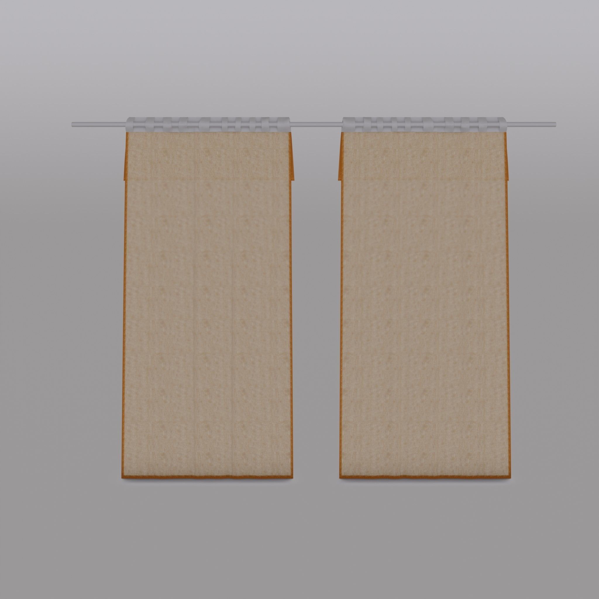 Curtain Length in Linen Mix Beige Low-poly 3D model_1