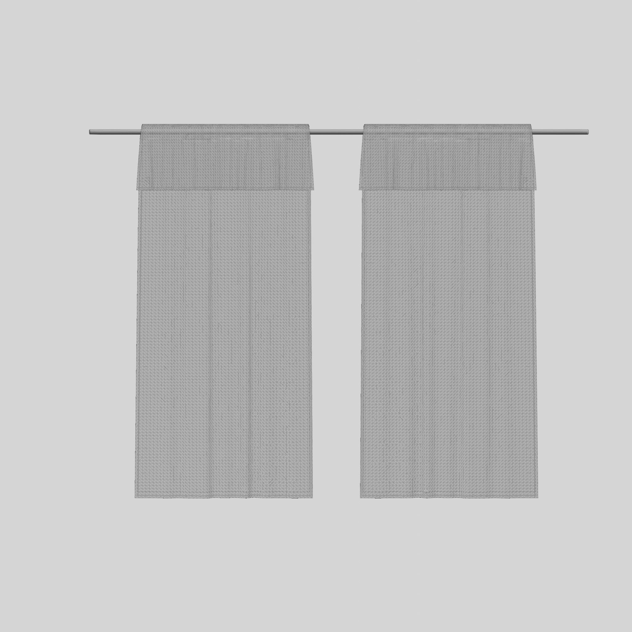 Curtain Length in Linen Mix Beige Low-poly 3D model_8