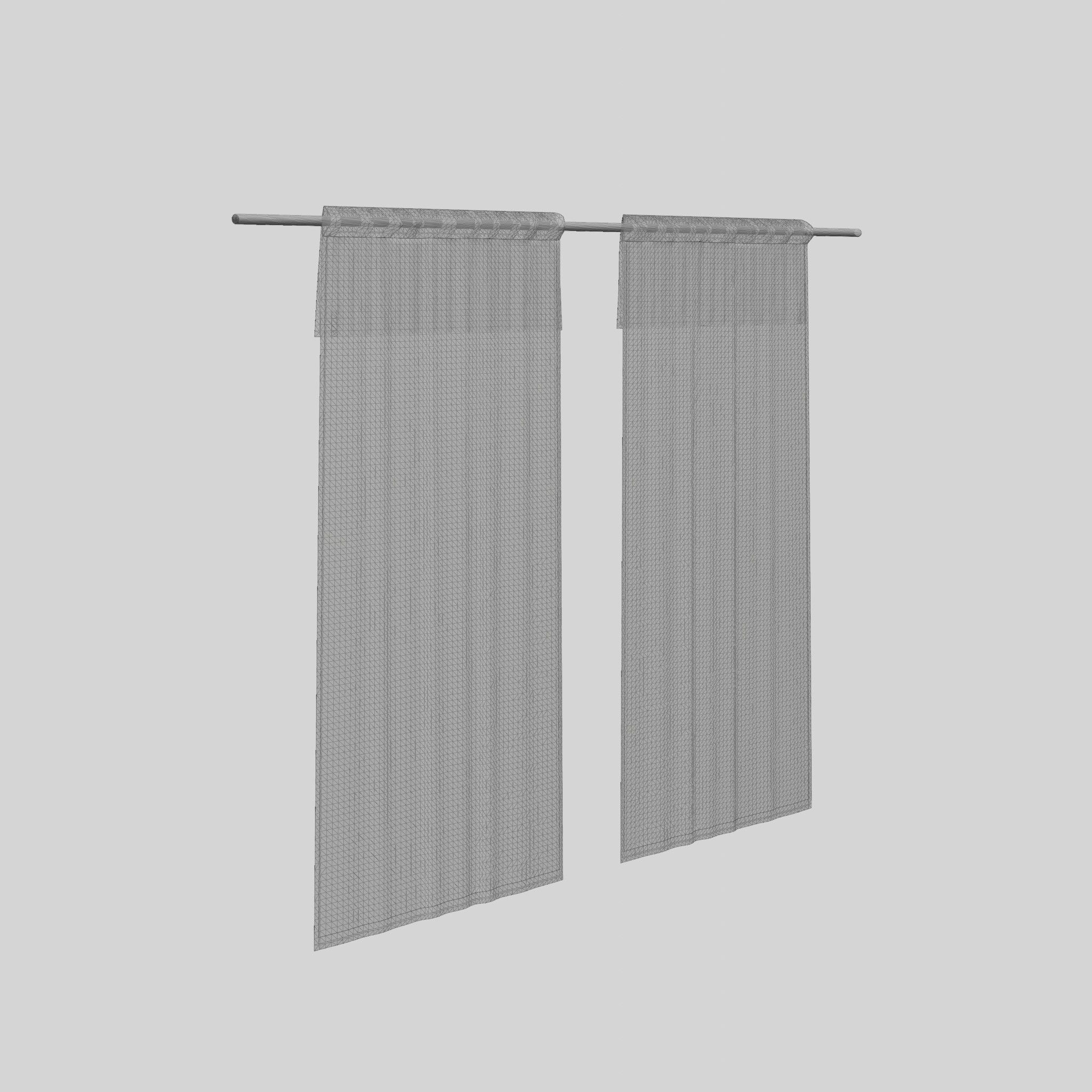 Curtain Length in Linen Mix Beige Low-poly 3D model_5