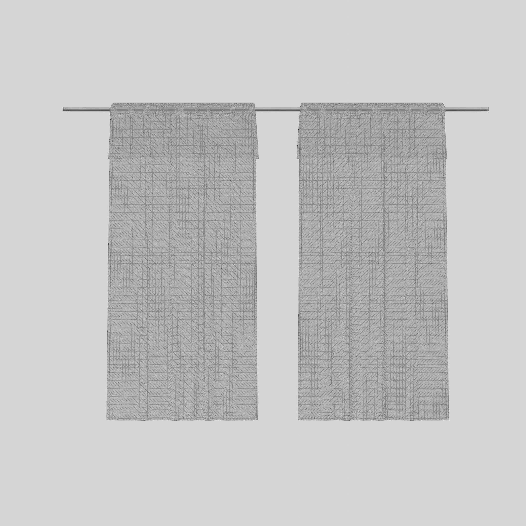Curtain Length in Linen Mix Beige Low-poly 3D model_6