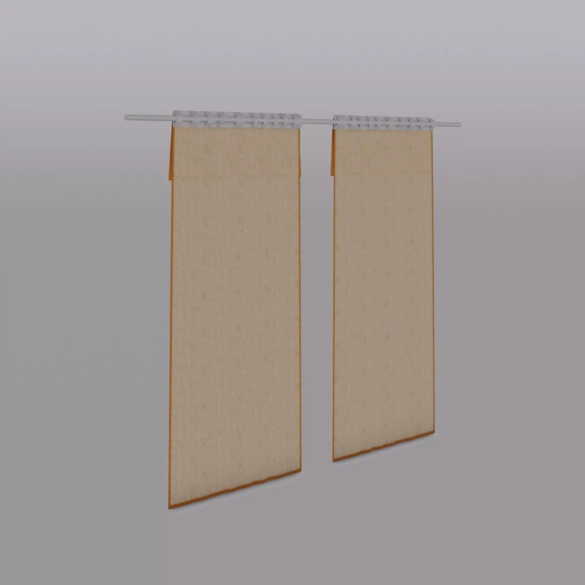 Curtain Length in Linen Mix Beige Low-poly 3D model_0