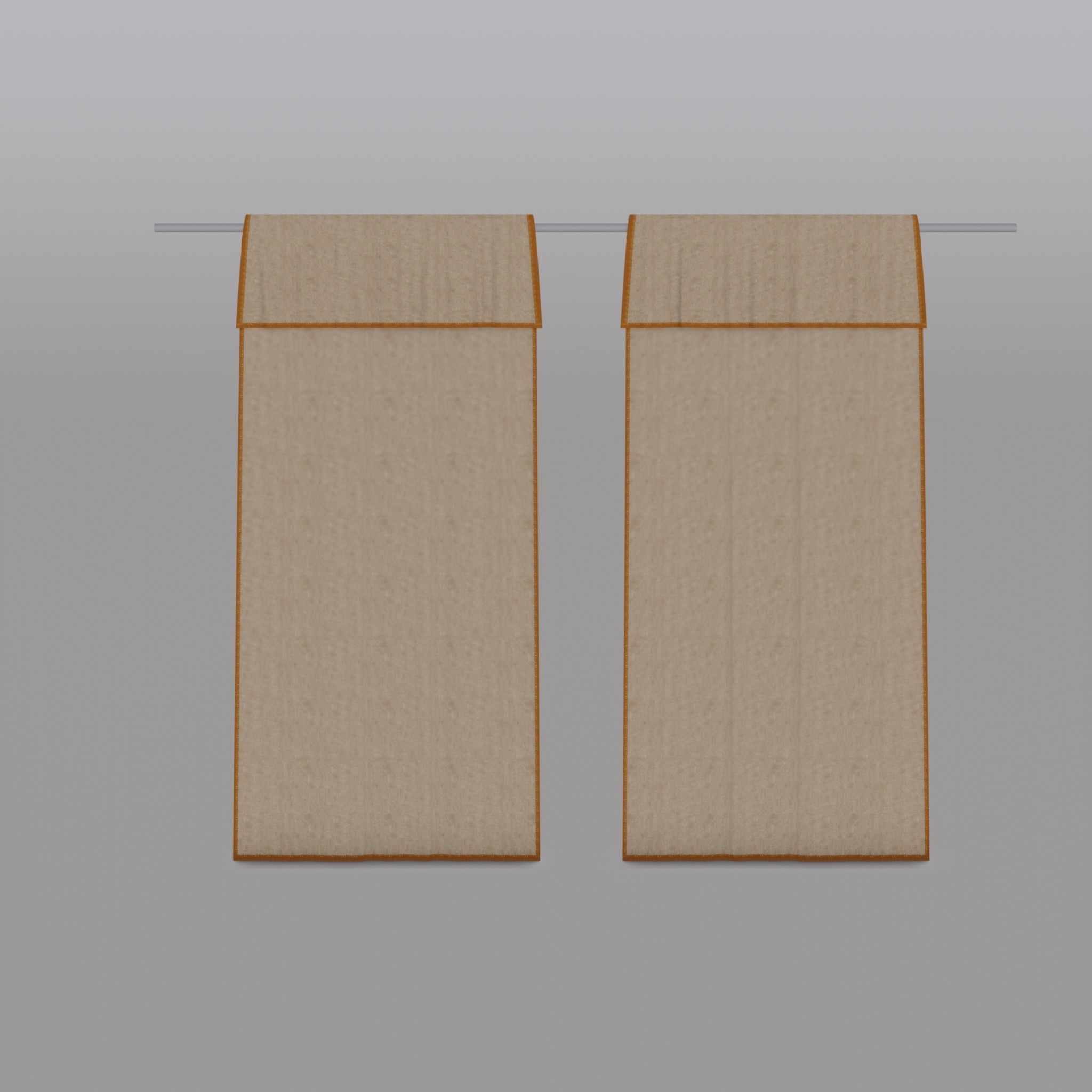 Curtain Length in Linen Mix Beige Low-poly 3D model_3