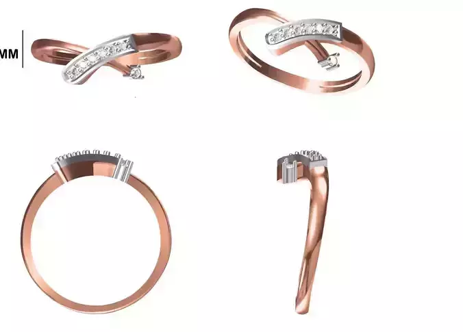 Women Wedding Engagement Ring STL OBJ FBX JCD Details