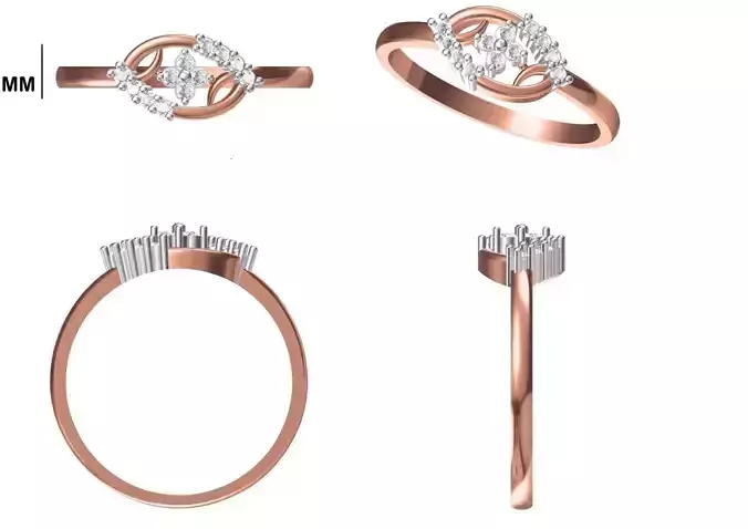 Women Wedding Engagement Ring STL OBJ FBX JCD Details