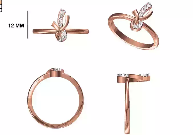 Women Wedding Engagement Ring STL OBJ FBX JCD Details