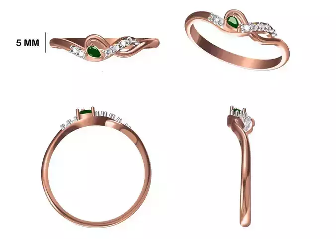 Women Wedding Engagement Ring STL OBJ FBX JCD Details