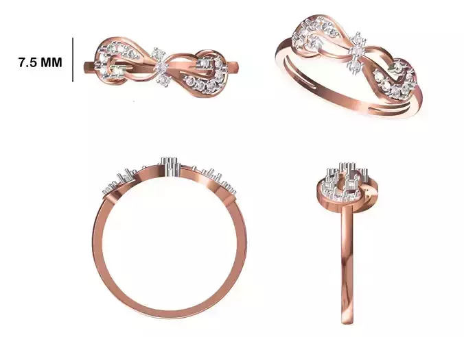 Women Wedding Engagement Ring STL OBJ FBX JCD Details